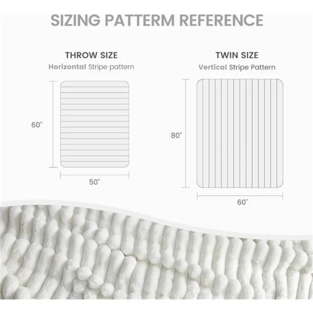 Cozy Faux Fur Throw Blanket Plush Soft Warm Striped Blanket Couch Sofa Bedroom